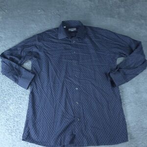 Eton Shirt Mens 2XL Blue Geometric Contemporary Long Sleeve Button Up Dress